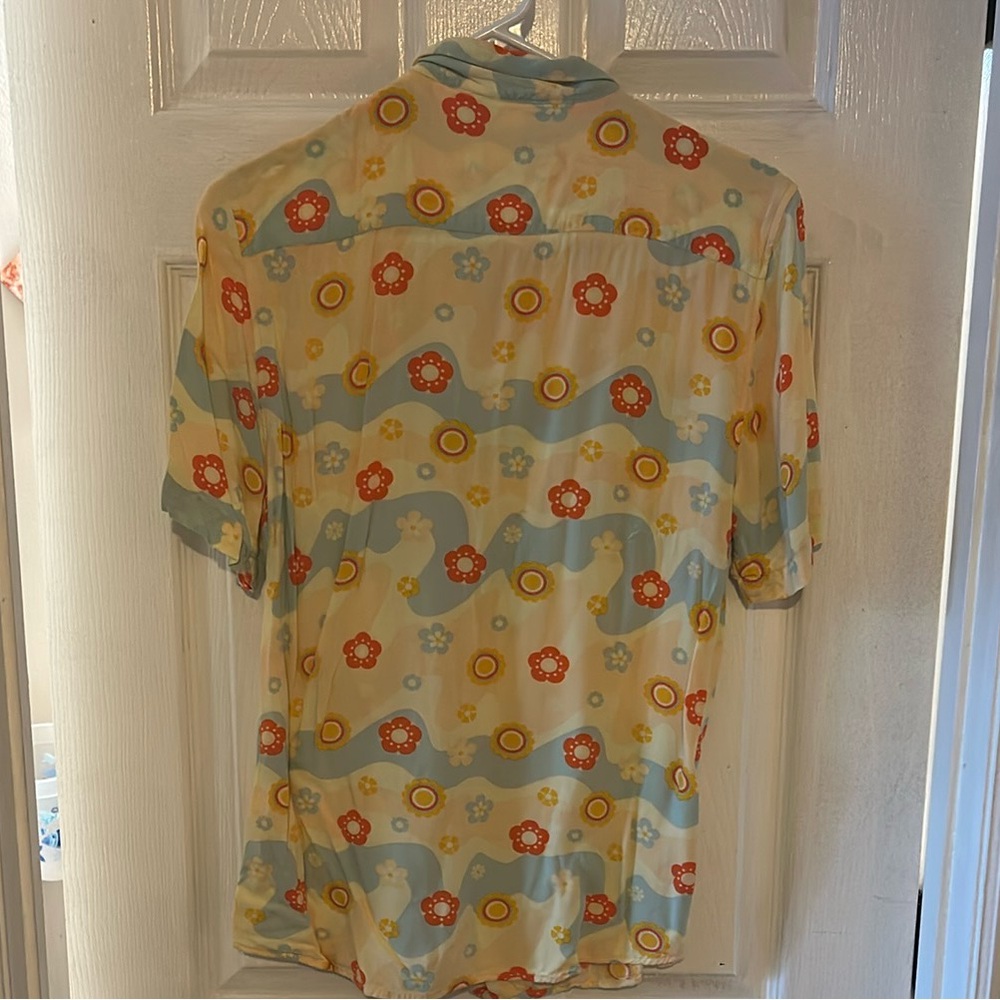 Earthbiund Trading Flower Power Button Up Camp Shirt Men's S Multicolor Artsy - Picture 2 of 3